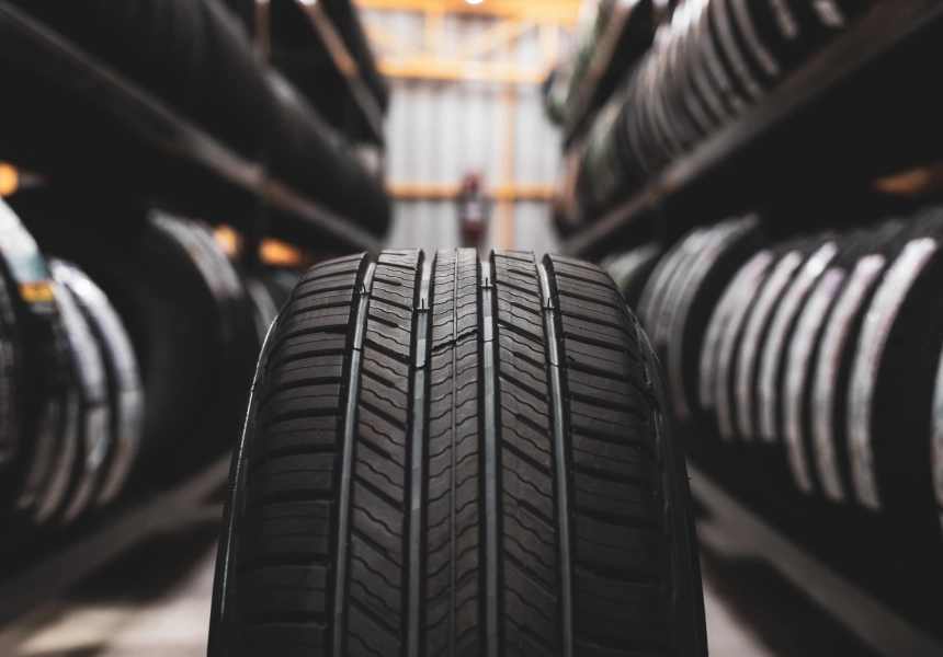 A close up of the tire on a car